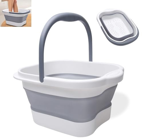 Hunwutef Fusswanne Fussbad, Faltbare Tragbare Fußbadewanne mit Griff, Griff Tragbares Fußmassage, Faltbares Fußmassagegerät Fußbad, für Linderung von Müdigkeit
