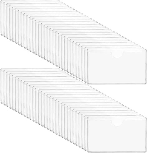 STARVAST 240 Stück Etikettenhalter Selbstklebend, 10 x 6 cm Wasserfest Beschriftungsfenster Selbstklebend Visitenkartenhüllen Kleben Sichthüllen für Büro Zuhause Schule Organisieren Sortieren (Transp