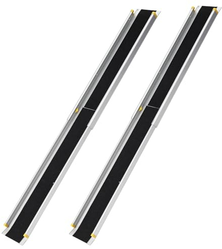 1 Pair 8 FT Telescoping Portable Wheelchair Ramps for Steps, Adjustable Wheelchair Ramp with Anti-Slip Surface and Storage Bag, 600 Lb Weight Capacity