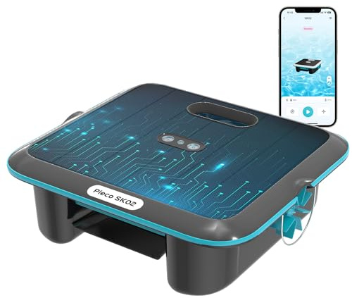 TALOSBO SK02 Skimmer Solare Robot per Piscina, Doppia Ricarica, Sensore Temperatura, Skimmer Robotico con Controllo App, Pulitore per Piscina Skimmer Automatico 24/7