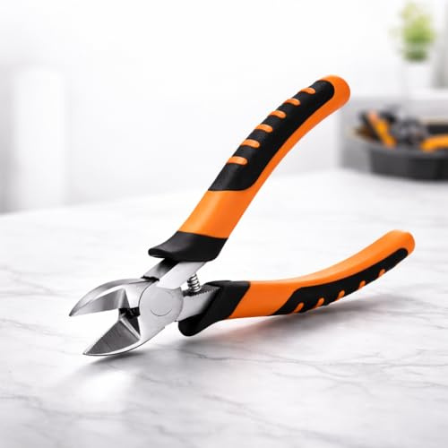 Heavy Duty Wire Cutters 6 Inch – Professional Side Cutting Pliers for Electrical Work – Precision Cable Snips for Electricians, Jewellery Making & DIY(Orange)