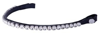 Stirnband Monza, schmaler Stirnriemen mit Kristallen, gebogener Form und elegantem Look für Trensen