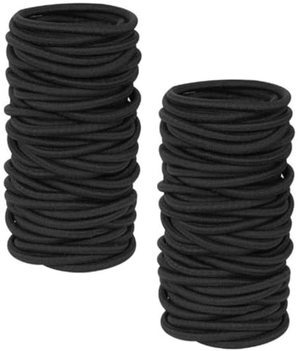 Lot de 100 élastiques cheveux noirs 4mm, chouchou cheveux femme sans métal