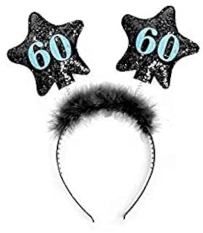 PartyDeco Hårband rund födelsedag 60 stjärnor