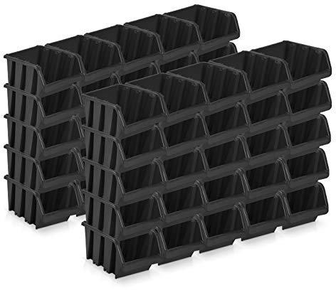 BERGLAND 50 Stck Sichtlagerboxen Schwarz, Gre 2 (15,5 x 10 x 7 cm), Polypropylen