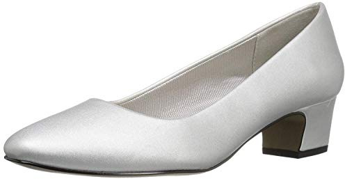 Easy Street Prim klänning pump för kvinnor, Silver satin - 44 EU