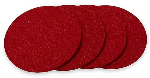 filzbrand Filz Untersetzer rund für Gläser, Filzuntersetzer 4 Stück (4er Set), Ø 10 cm in Karminrot, 5 mm dick, Glasuntersetzer, Getränkeuntersetzer aus Designfilz 100% Wolle – Made in Germany
