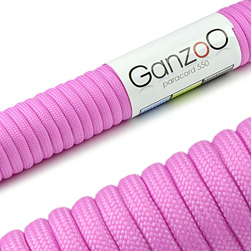 Ganzoo Paracord 550 Seil Pink 4mm Schnur Typ 3, Nylon & Polyester, ideal für Basteln von Hundeleine Halsband Armband/Camping Survival und Outdoor 30 Meter Allzweckseil 7 Innenstränge