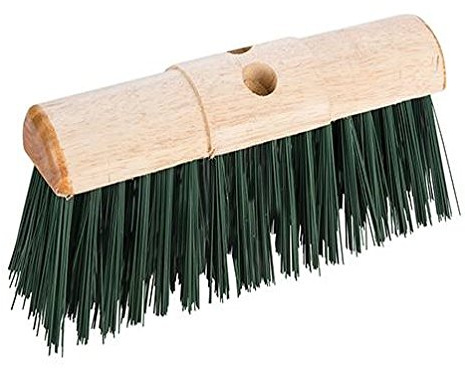 Heavy Duty Wooden Broom Head Stiff Heavy Duty Saddle Back Brush Head PVC Bristle Farm Yard Broom - Colour of Bristles May Vary