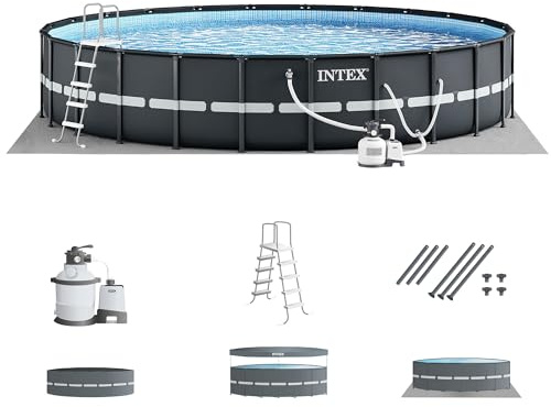 INTEX Ultra XTR 18 ft x 52 in Above Ground Pool Set, Round Swimming Pool with Steel Frame, 2100 GPH Sand Filter Pump, Ladder, Cover, & Ground Cloth