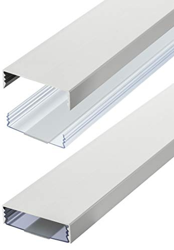 Flacher Design Aluminium Kabelkanal in silbermatt eloxiert selbstklebend 50 mm x 15 mm Alunovo Kabelschacht Leitungskanal (Länge: 120cm)
