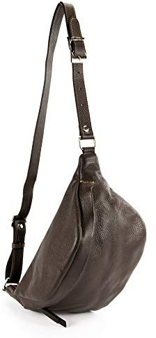 modamoda de - T77 - ital. Hüfttasche Bauchtasche Brusttasche Medium aus weichem Leder, Farbe:Dark Chocolate