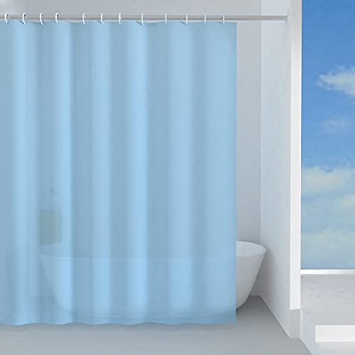 GEDY G-Basic Tenda Doccia, Tenda Doccia 180X200, Realizzata in PES, 100% Impermeabile, Finitura Azzurra, Design R&S, Tenda per Doccia provvista di 12 Anelli, 2 Anni di Garanzia