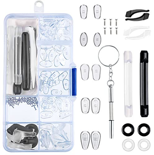 FWLWTWSS Brillen Nasenpads, 30 Paar Rutschfeste Nasenpads Silikon, 6 Paar Brillen Antirutsch, Brillenreparatur Set Enthalten Mikroschraubendreher Schrauben Brillenetui