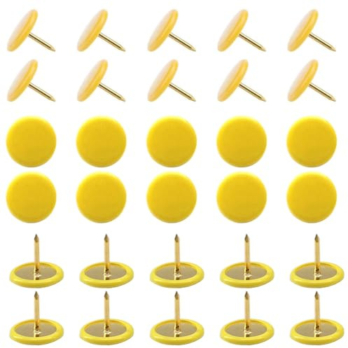 Yosawo 150 Stück Bunt Reißnägel Reißzwecken Runde Pins Thumbtacks(Gelb) | Vorteilspack Reißzwecken mit Kunststoffüberzug Pinnadeln, Stecknadeln für Büro, DIY, Nähen und Dekoration