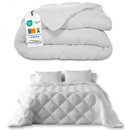 MOMMY CONFORT - Couette 220x240 2 Personnes 300 GSM - Microfibre, Respirant, Ultra Doux - Chaude, Lavable, Thermogradable, Grand - Blanc - Oeko-Tex