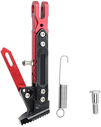 Cavalletto Laterale Moto Regolabile, Cavalletto laterale per cavalletto regolabile per moto Supporto per piede di parcheggio laterale in lega di alluminio(rosso)
