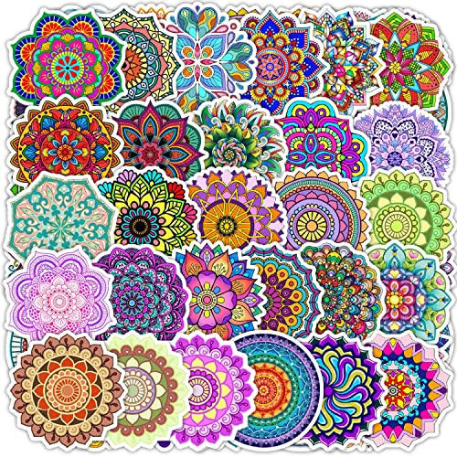 AUCEKO 50 Stück Mandala Aufkleber Pack Mandala Sticker Set wasserdichte Vinyl Sticker für Laptop Kinder Autos Motorrad Fahrrad Skateboard Gepäck Koffer Computer Aufkleber Graffiti Decal