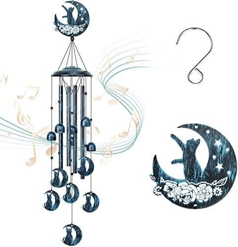 LESES Campanelli a vento, campanelli a vento commemorativi per gatti per gli amanti dei gatti, regali per donne nonne, 88,9 cm, campanelli a vento di simpatia per esterni, decorazione per casa e