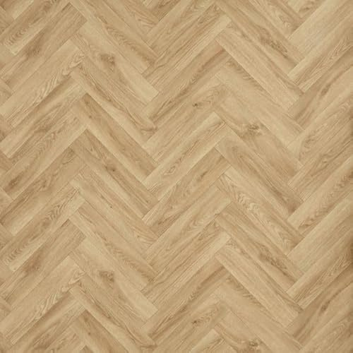 Light Oak Herringbone Vinyl Flooring Roll Wooden Patterned Lino Flooring Parquet Cheap Vinyl Floor 2m 3m Width 2m Length To 8m Length (Buckden Light Oak, 2m x 3m)