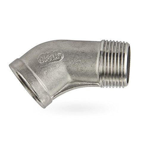Edelstahl Fitting #121 Winkel 1 Zoll IG/AG 45° Rohrwinkel Gewindefitting