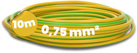 Kalitec 10m H05V-K 0,75 mm² Grün-Gelb Verdrahtungsleitung Aderleitung | PVC Einzelader Litze - Feindrähtig nach IEC 60228 Klasse 5 - Flammwidrige Einzelleitung für Schaltschrank und Steuertechnik
