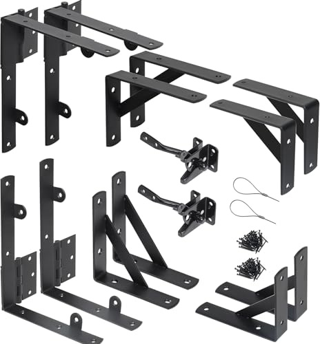 WEKIS 2 Sets Anti Sag Gate Kit Heavy Duty No Sag Kit Gate Corner Brace Bracket for Wooden Fence Gate with Self-Locking Gate Latch