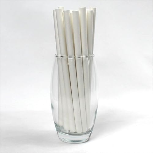 White Paper Straws (10mm x 230mm) - Pack Size 150 - FSC Certified/Food Safe/PFAS Free/Biodegradable/Eco-Friendly/Durable/Suitable for Smoothies, Milkshakes, Bubble Tea