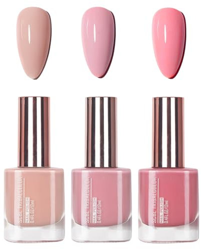 3PCS Nagellack Set - Pink Nude Dark Light Rosa Nagellack - Schnell trocknende & lang anhaltende Nail Polish für DIY Nageldesign