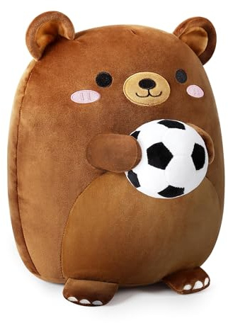shownicer Bear Football Peluche Jouet de Football en Peluche 35 cm Doudou en Peluche Kawaii pour Fans Foot Enfants Adultes