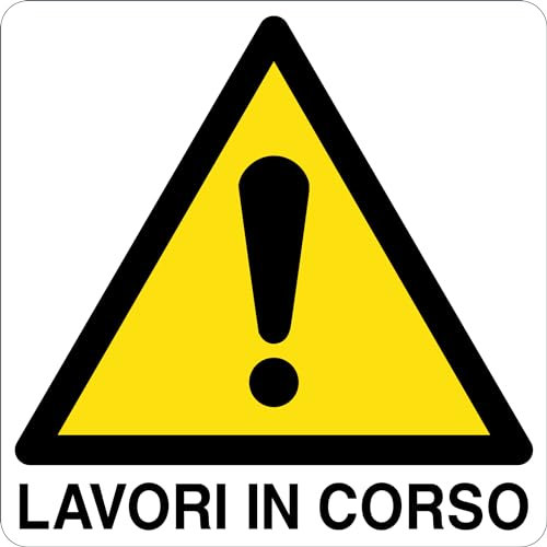 GLOBAL CARTELLO SEGNALETICO QUADRATO - LAVORI IN CORSO - Adesivo Extra Resistente, Pannello in Forex, Pannello In Alluminio (40 cm Lato, Alluminio)
