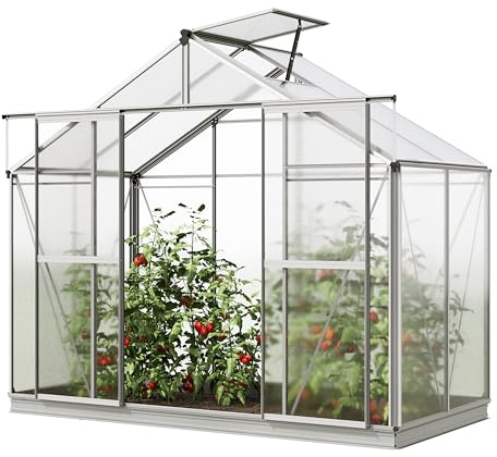 GFP Serra Orchidee 2 costruzione in alluminio 256 x 131 cm lastre di policarbonato - con telaio di fondazione e apri-finestra automatici