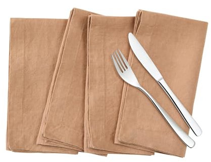 Leinenservietten, 50,8 x 50,8 cm, 100 % reines französisches Leinen, steinfarben, umweltfreundlich und weich, 4 Stück (Beige, 50,8 x 50,8 cm)