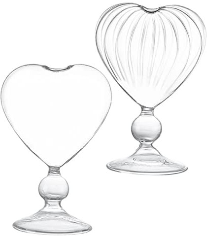 JECOMPRIS 2pezzi Calici in Vetro Forma Di Cuore Per Vino e Cocktail Per Feste e Occasioni Speciali Design Elegante e Pratico
