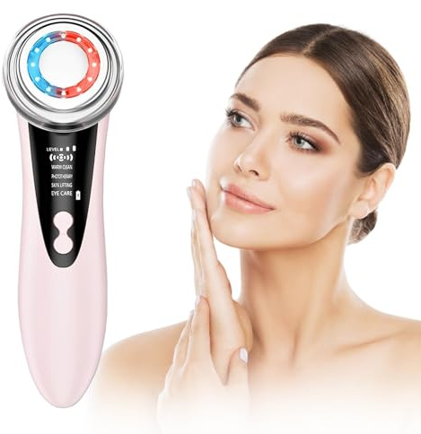 Face Massager,EMS Gesichtsstraffungsgerät Faltenentferner,Rot und Blau Licht Gesichtsreinigungsgerät, EMS Facelifting Geräte für Anti-Aging Facelifting Gesichtspflege