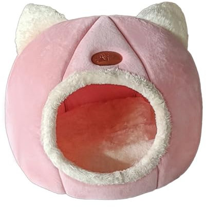 WJUHYGTF Katzen Kuschelhöhle, Indoor Katzenbett Mit Abnehmbarem Waschbarem Kissen Modern Katzenhöhle Katzen Bett Gemütlich Katzenkorb,Rosa,M