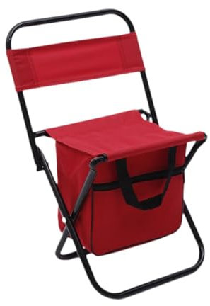 Fenteer Campingstuhl Kühltasche Klappstuhl Sitz Kompakt Ultraleicht Vielseitig Campinghocker Rückenlehne Hocker für Hof Rucksackreisen, Rot
