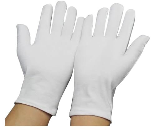 White Cotton Gloves Dry Hands Moisturizing Inspection Work Gloves Washable Stretchable Cloth Mittens Household Cleaning Gloves(Light white,L)