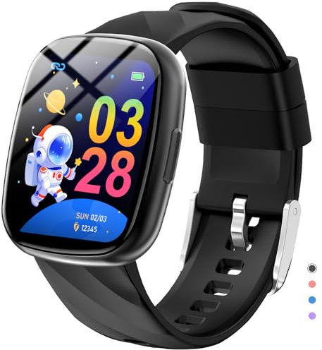 Reloj Inteligente Niño, Smartwatch Niños con Llamadas Bluetooth, Pulsera Actividad 100+ Modos Deportivo 1.75 HD, Sueño, Podómetro, IP68 Impermeable, Regalos para Niños Niñas 4-12 años (Negro)