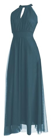 VALORIALUXE Abito Lungo da Cerimonia Donna in Tulle con Cut-out Frontale e Spalline – Made in Italy
