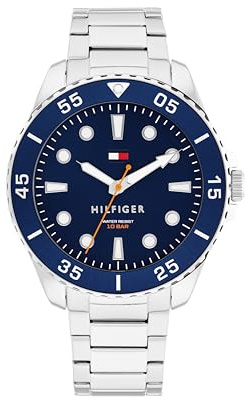 Tommy Hilfiger Reloj con Movimiento de Cuarzo de Tres Manecillas para Hombre con Correa de Acero Inoxidable o de Silicona