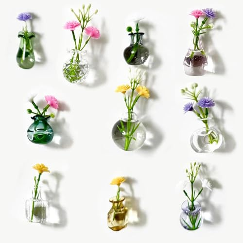 10pcs Personalised Fridge Magnets, Vintage Fridge Magnets, 3D Ceramic Tiny Bud Vases, Suitable for Refrigerator Kitchen Locker Office Decor (No Flower)