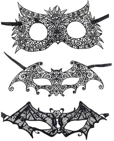 3 Stück Maskerade Maske Halloween Masken Damen, Lace Mädchen Spitzen Augenmaske, Catwomen Masken für Kostüm, Karneval, Halloween Karneval Party