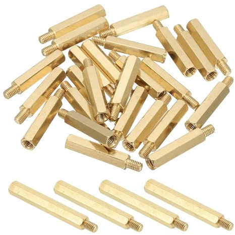 PATIKIL M4 Messing Sechskant Abstandshalter 25 Stück PCB Motherboard Abstandsschrauben Für Drohne Quadcopter Computerbau Elektronikprojekte Leiterplatte Gold (M4 x 40mm+6mm)