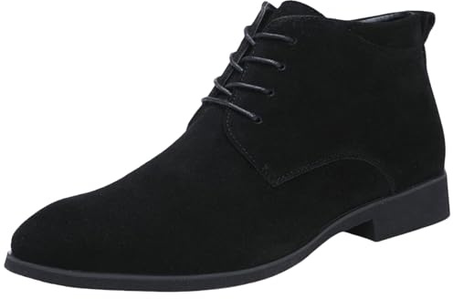 generisch Botas para hombre, zapatos de traje, zapatos casuales, elegantes, botines de ante alto, zapatos altos hasta el tobillo, botas de punta, zapatos de negocios, zapatos clásicos con cordones con