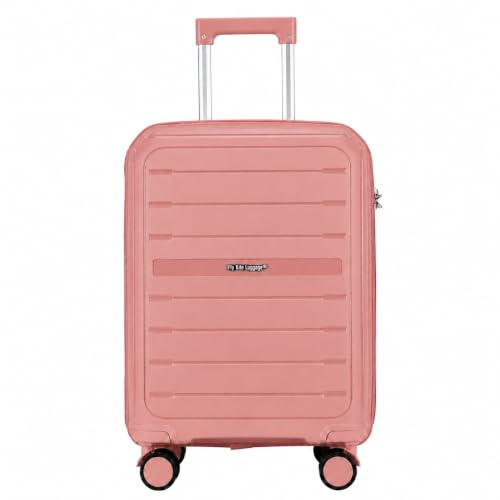 Fly Kite Luggage 20 Inch Cabin Suitcase 100% Polypropylene Hard Shell with Aluminium Trolley Handle, Real TSA Secure Lock 3 Digit, 360° Smooth Wheels|Rose Gold