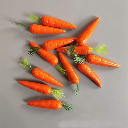 Zhhuoc 10Pcs Miniature Carrot Models, Artificial Vegetables for Mini Kitchen Decoration, Party Supplies