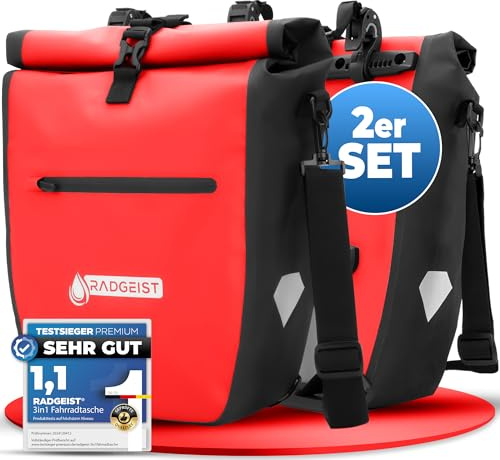 RADGEIST Fahrradtasche für Gepäckträger - Tasche für Fahrrad Gepäckträger - Gepäckträgertasche wasserdicht & Umhängetasche - Radtasche mit Reflektoren