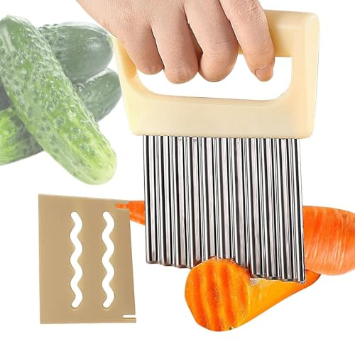 Coupe-Pommes De Terre Acier Inoxydable,Trancheuse Patates Ondulées | Outil De Cuisine Design Cranté Préparation Frites Légumes Fruits