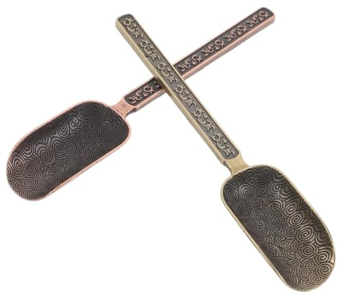 Toyvian 2piezas Dispensador de Té Hogar Cuchara de Sueltas Cuchara de Pala Pequeña Hecha Mano de Metal para Preparar Kung Fu Té Casa